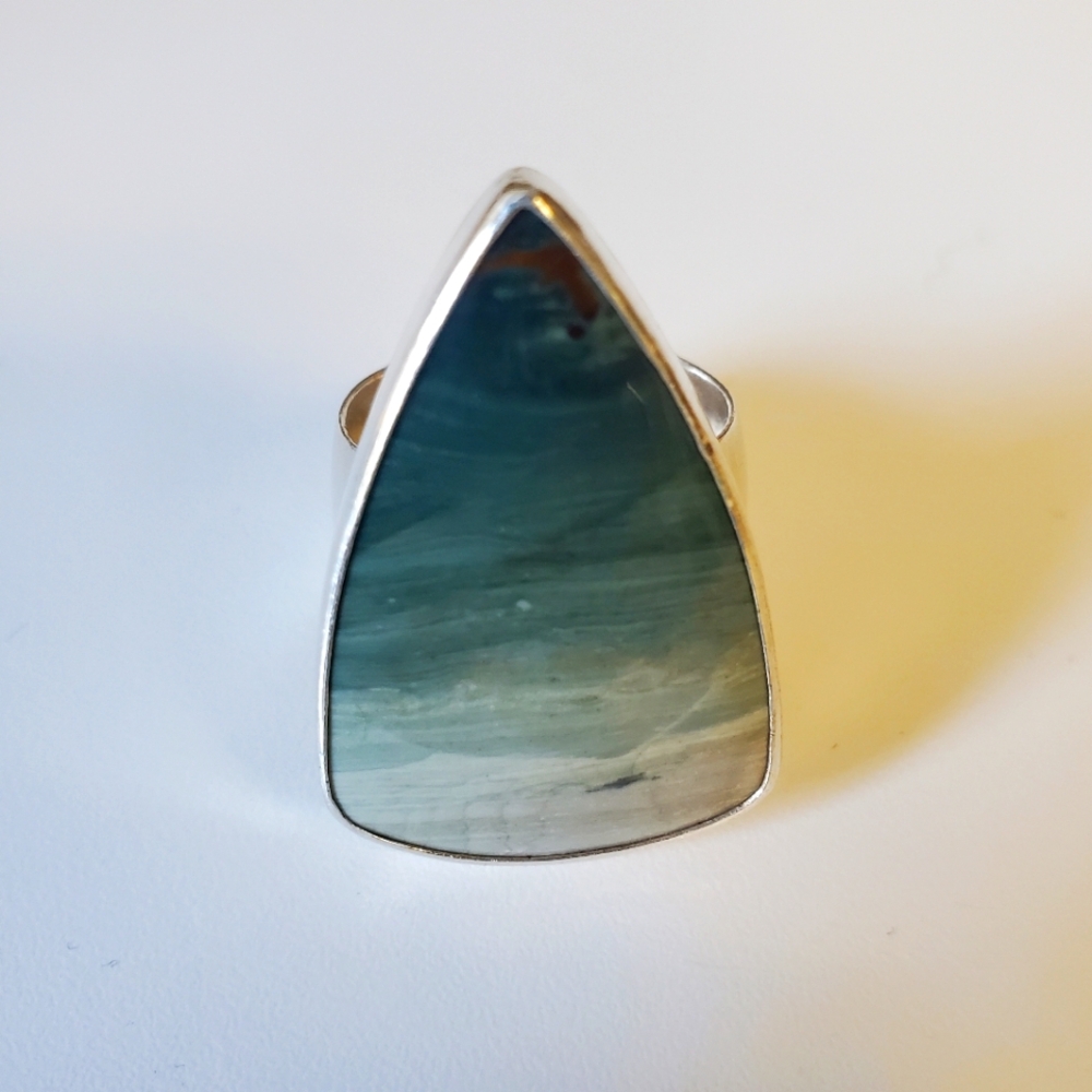 Gary Green Larsonite and Silver Ring